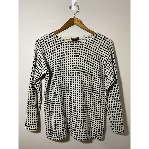 Charter‎ Club Luxury Cashmere Sweater Womens XS Black Beige Round Neck Pullover - Picture 1 of 4